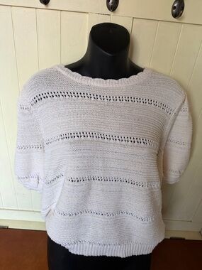 House of Harlow 1960 Soft Cream Open-Knit Scoop Sweater